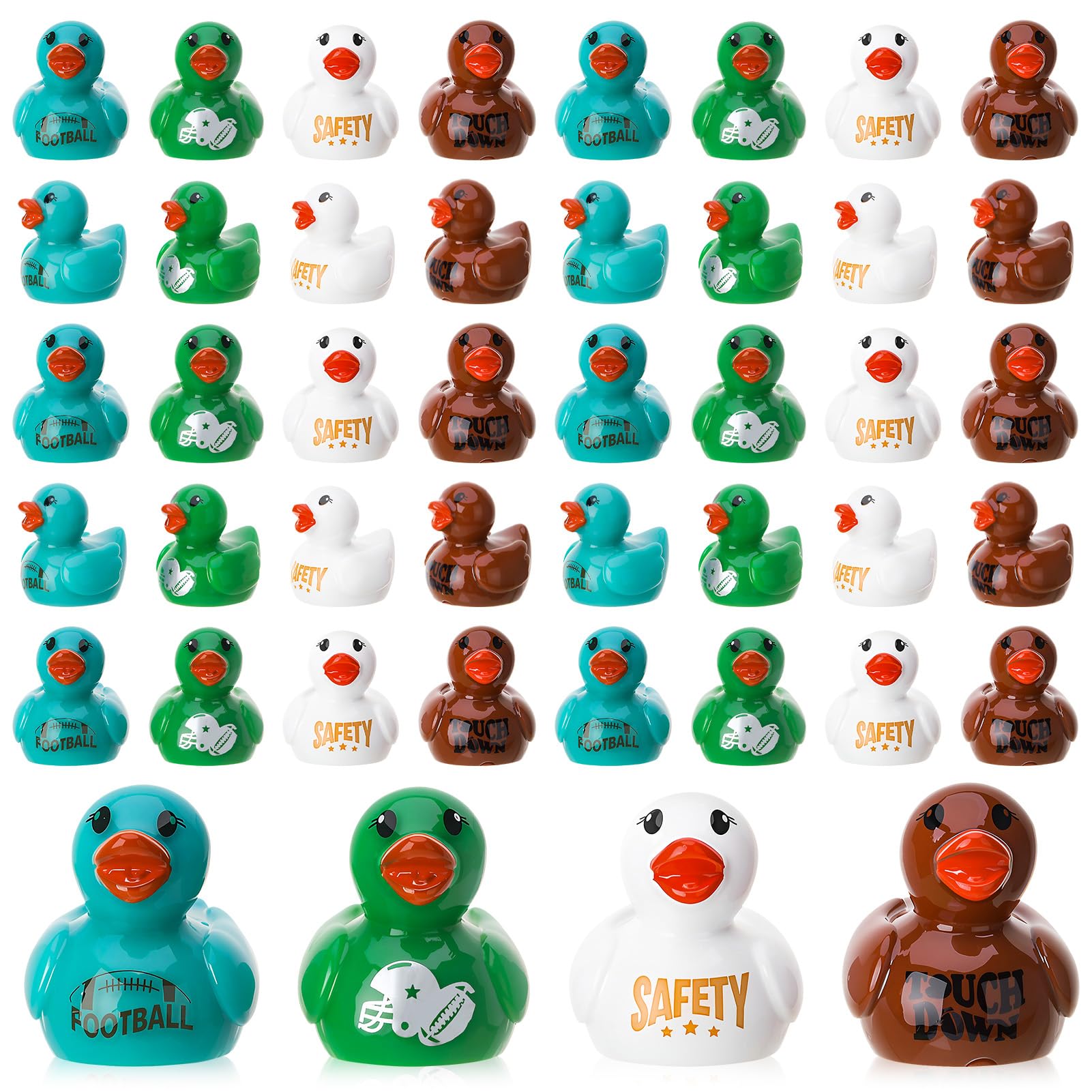 GGSTDDUP 60 Pcs Football Ducks Toy Figures, Mini Resin Football Ducks Bulk, Small Tiny Ducky Toy for Assorted Sports Team Party Favors Gift Decoration (Football Sports Theme)
