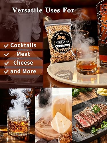 Miniatura 6 de Wiskey - Kit de chips de ahumador, 10 sabores para ahumador de cóctel, virutas de madera, canela, jengibre, manzana, haya, pera, cerezo, roble