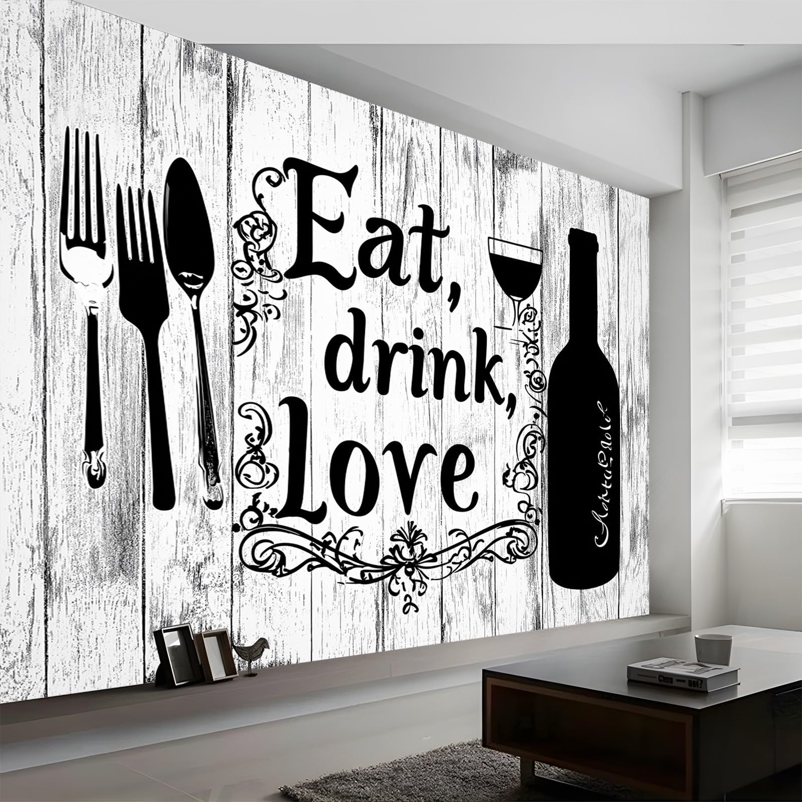 Tradycyjna wiejska ciepła tapeta czarno-brązowa 300 x 210 cm (szer. x wys.), Fototapety 3D Tapety Tapety Włóknina Dekoracja ścienna Nowoczesne Fototapety