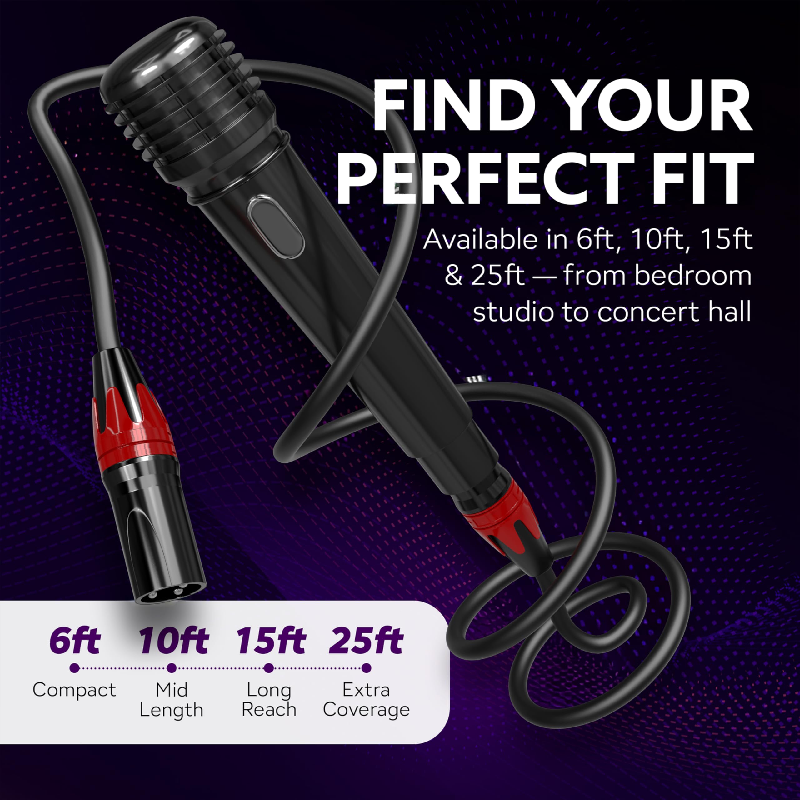 XLR-Kabel – 6er-Pack, 3 m professionelle Mikrofonkabel mit mehrfarbigen Spitzen, HiFi-Sound, 3-poliger Stecker auf Buchse, XLR-Mikrofonkabel-Set, sauerstofffreie Kupferverdrahtung, langlebige