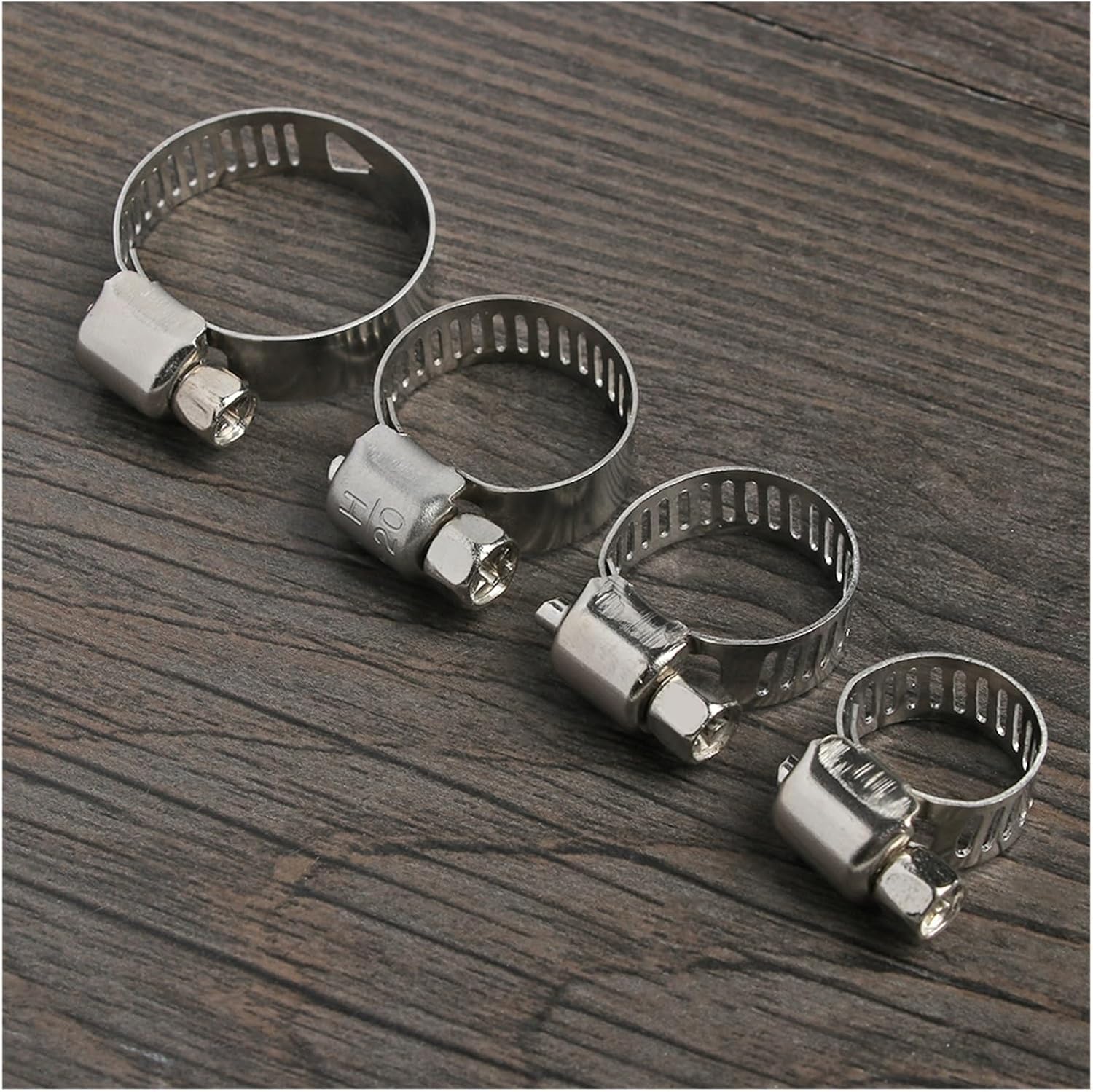 Clamps,Hose Clamps, 10pcs 4Sizes Adjustable Worm Fuel Line Clamp Fasterner Stainless Steel Car Hose Tri 8mm Tube Gear Clip Spring