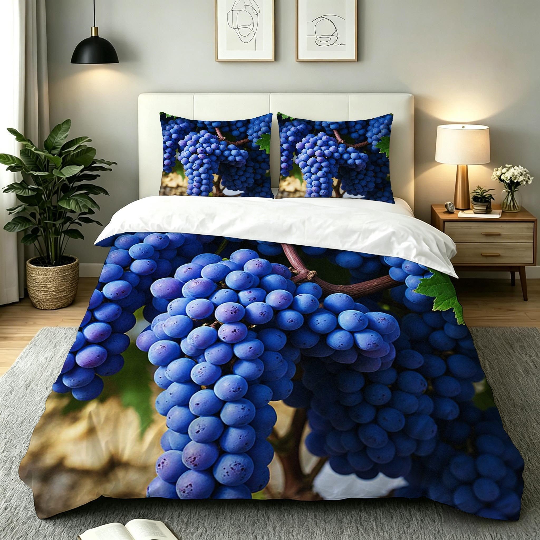 Housse de Couette Raisins Violets pour une Décoration de Chambre Adulte Chaleureuse