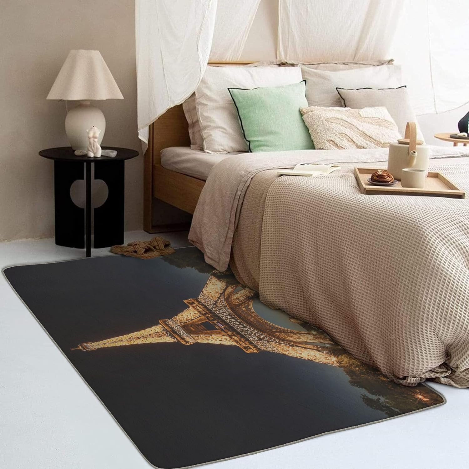 Eiffel Tower Rugs for Bedroom - Eiffel Tower Rug & Home Decor - 2x3 Rug - Paris Rugs for Entryway - France Carpet - Washable Non Slip Soft Low Pile Indoor Door Mat & Room Decor