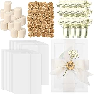 Fuyoooo 60 Set Wedding Invitations Wraps Set Pre Folded Vellum Jackets f...