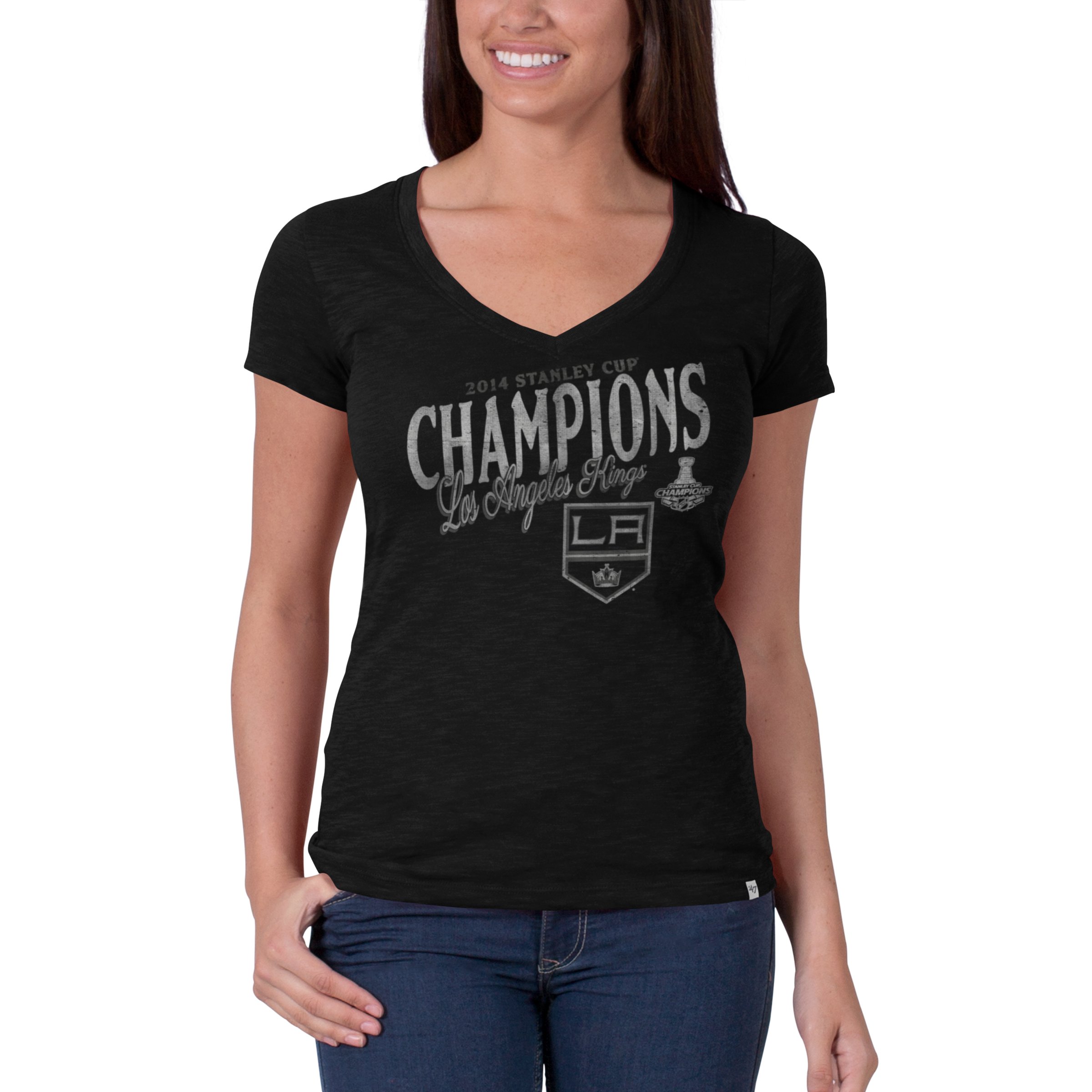 NHL Los Angeles Kings '47 Brand 2014 Stanley Cup Women's V-Neck Scrum Tee