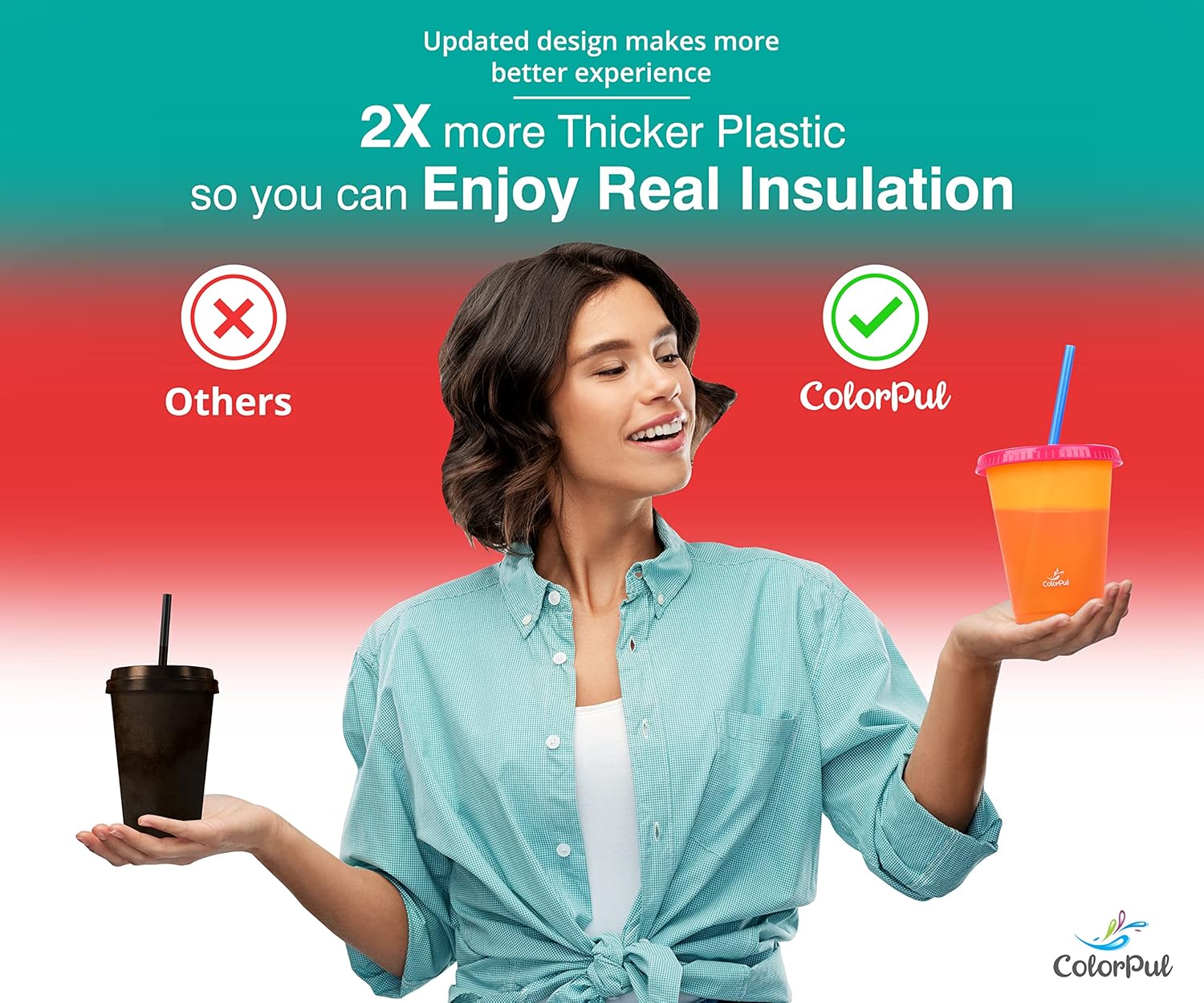 Kids Cups with Straws and Lids- 9 Packs 16 oz- Color Changing Cup - Thick Reusable Insulated Plastic Cup with Lids and Straws for Coffee Cups, Smoothie Cup - Image 2