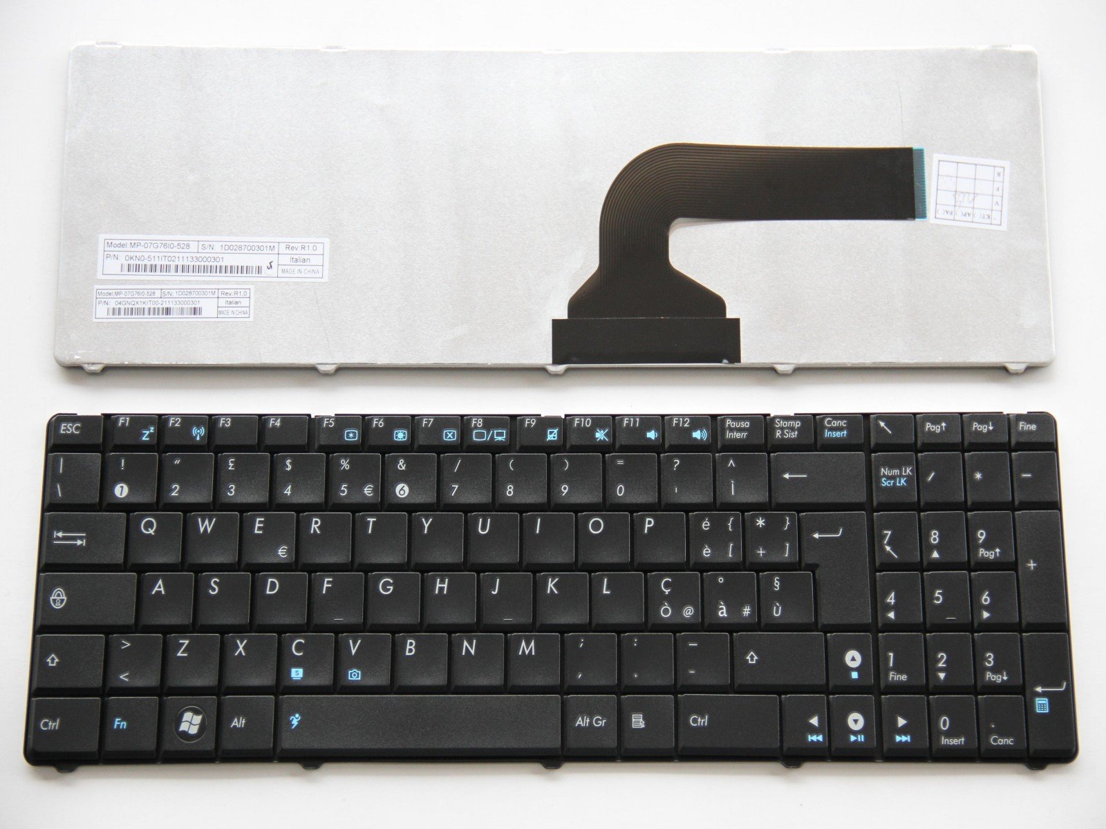 Tastiera ITALIANA PER ASUS SERIE F550 F552 SENZA FRAME NERA Tastiera ITALIANA PER ASUS SERIE F550 F552 SENZA FRAME NERA