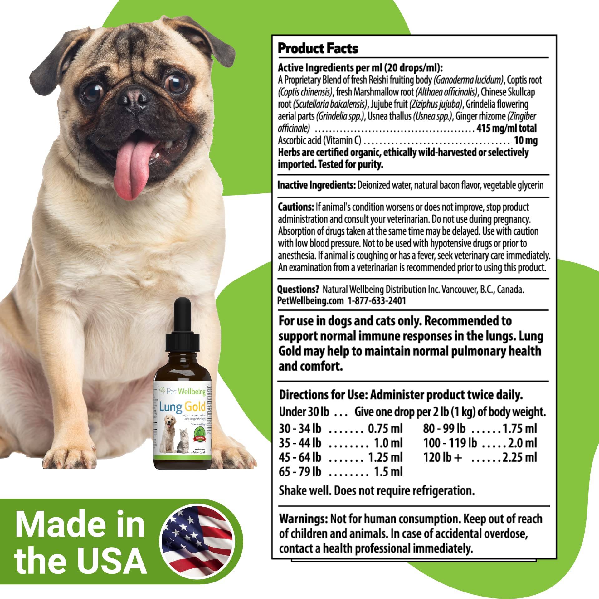 Pet Wellbeing Lung Gold for Dogs Natural Breathing Support for