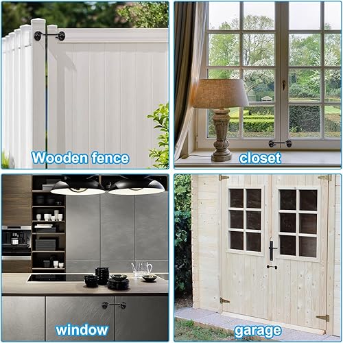 Miniatura 4 de JMIATRY Paquete de 8 cierres de gancho y ojal de 4 pulgadas para puertas, pestillo de gancho de acero inoxidable para privacidad con tornillos de