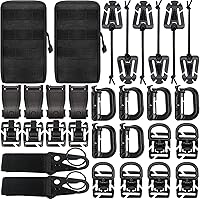 Vista 1 de Molle Accessories Kit de 30 accesorios, anillo en D Grimloc bloqueo engranaje clip web dominator cuerdas elásticas hebilla para correas de 1 pulgada