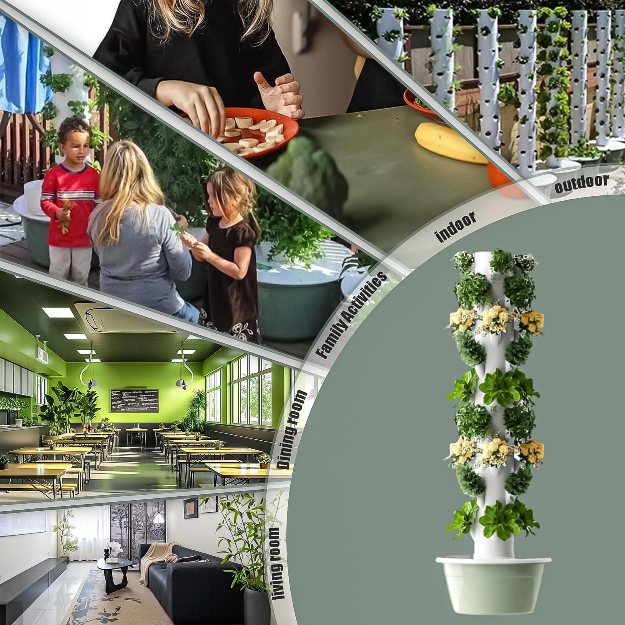 Sistema de cultivo hidropónico, kit de jardín vertical de hierbas para múltiples plantas, torre aeropónica sin suelo para cultivar lechuga, albahaca, fresas