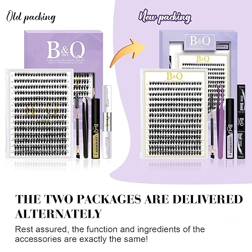 Miniatura 6 de Kit de extensiones de pestañas B&Q para bricolaje, 280 unidades, individuales, 0.07C, 9-16 MIX, 30D, 40D, 50D, removedor de pegamento y aplicadores