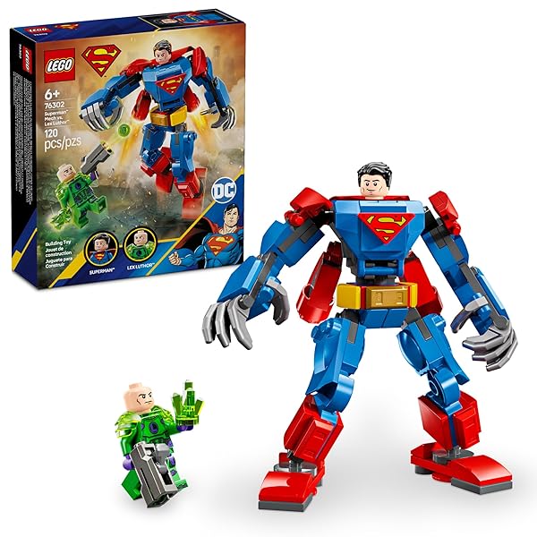 LEGO DC Superman Mech vs. Lex Luthor Building Toy - Superman Toy for Kids, Boys and Girls, Ages 6+ - Buildable Action Figure - Superhero Gift for Birthday - 76302