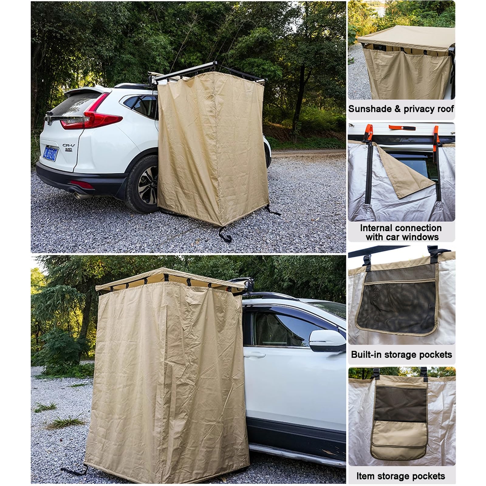 Overland Duschzelt Camping mit Dach, Umkleidekabine Mobil, Auto Seitenduschraum, Tragbares Duschzelt, Toiletten Camping Sichtschutz, 103 x 180 cm