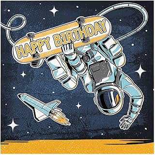 Hoffmaster Group, Inc. PC360391 Paper Lunch Plates | Space Skater |18cm| Pack of 8, Black & Yellow