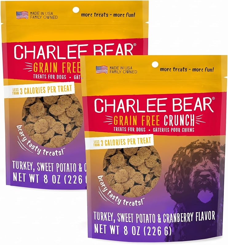 Petisco crocante para cães com peru, batata-doce e cranberry Charlee Bear – Pacote com 2 de 227 g