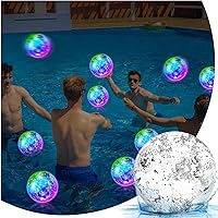 Vista 8 de Meooeck 16 bolas de playa inflables que brillan en la oscuridad, bolas de playa inflables con luces LED de 9 pulgadas, confeti brillante con Colorido