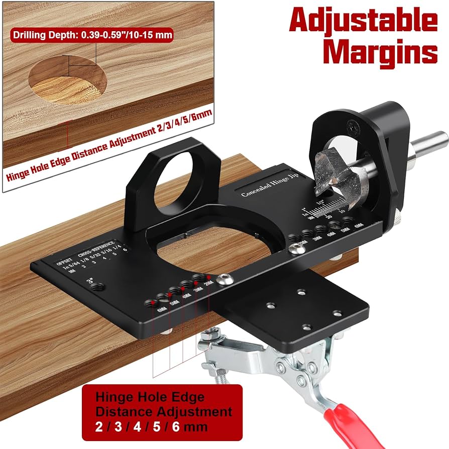 Cabinet Hinges Metal Concealed Hinge Jig, 35MM Cabinet Hinge Jig Drilling Hole Puncher With Quick Clamp Accurate Hinge Drill Jig Woodworking Tool For Doors Cabinets Hinges Mounting 85673082 Cabinet Jig