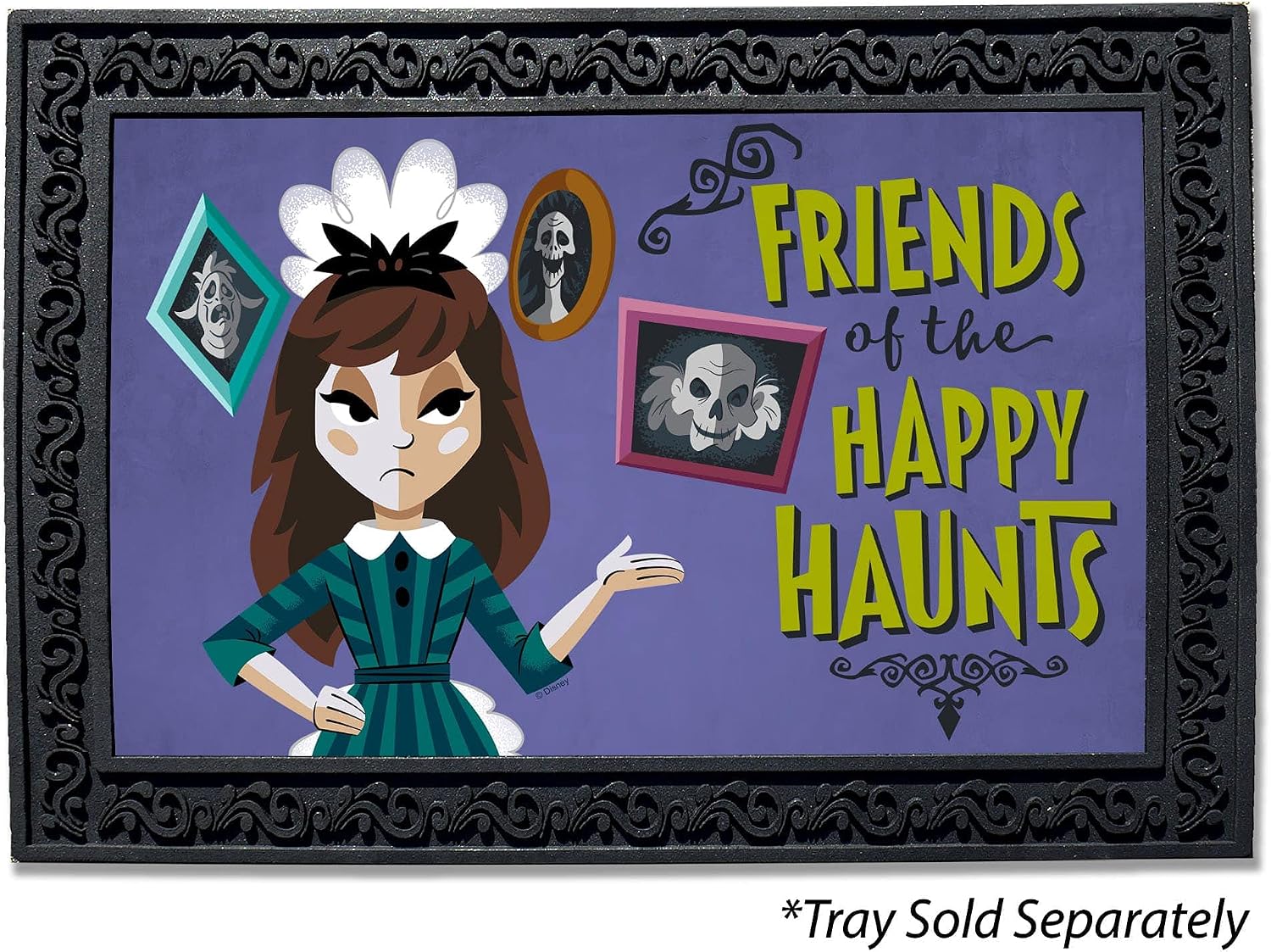Flagology Haunted Mansion, Disney Friends of The Happy Haunts Doormat - 18" x 30", Outdoor/Indoor, Heavy Duty Recycled Rubber, Non-Slip Backing, Doormat, Halloween