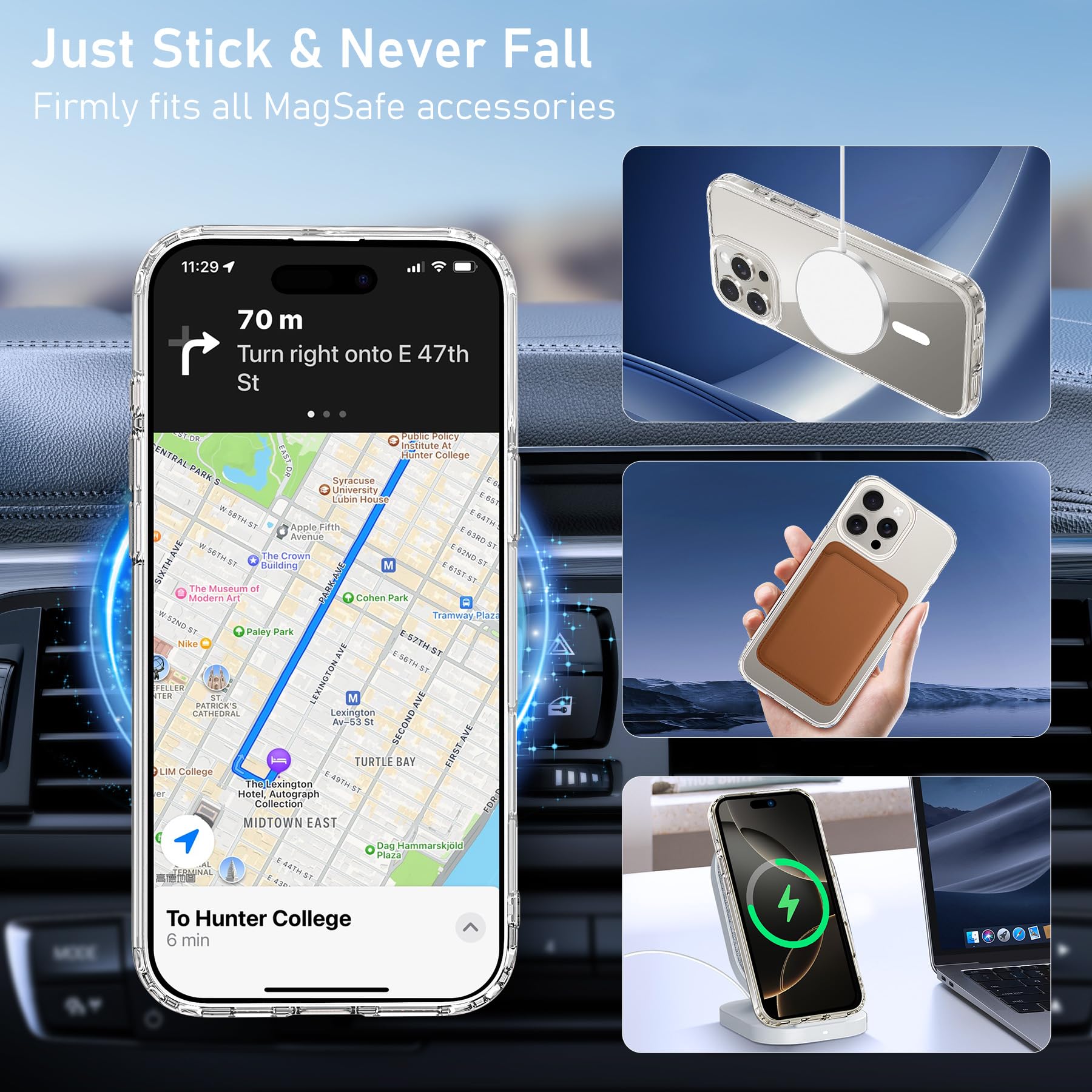 YisrLery Cover Compatibile con iPhone 16 Pro Max con 2 Vetro Temperato e 2 Vetro Fotocamera, Compatibile MagSafe Hard PC Anti-Graffio Protettiva Antiurto Bumper TPU Custodia 6.9" -Trasparent