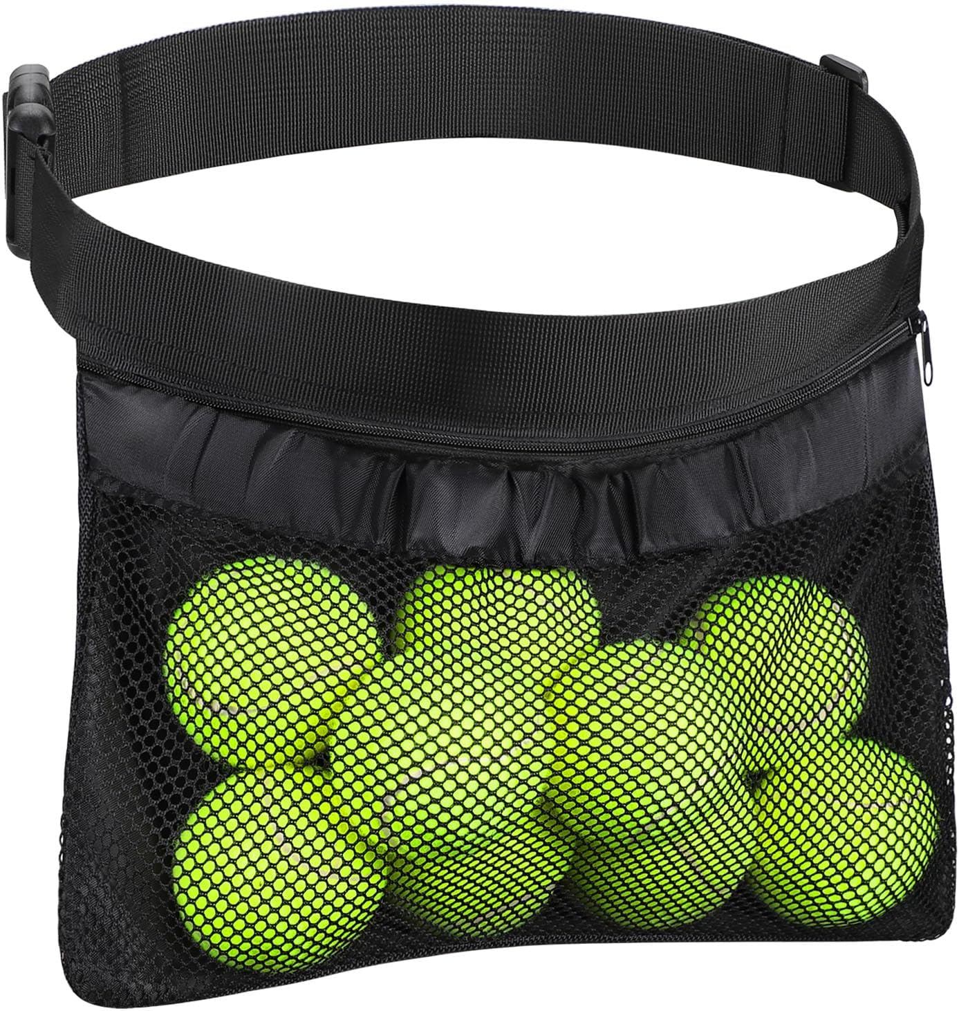 TOBWOLF Tennis Ball Bag, Adjustable Waist Pouch, Holds 8-10 Balls, Black