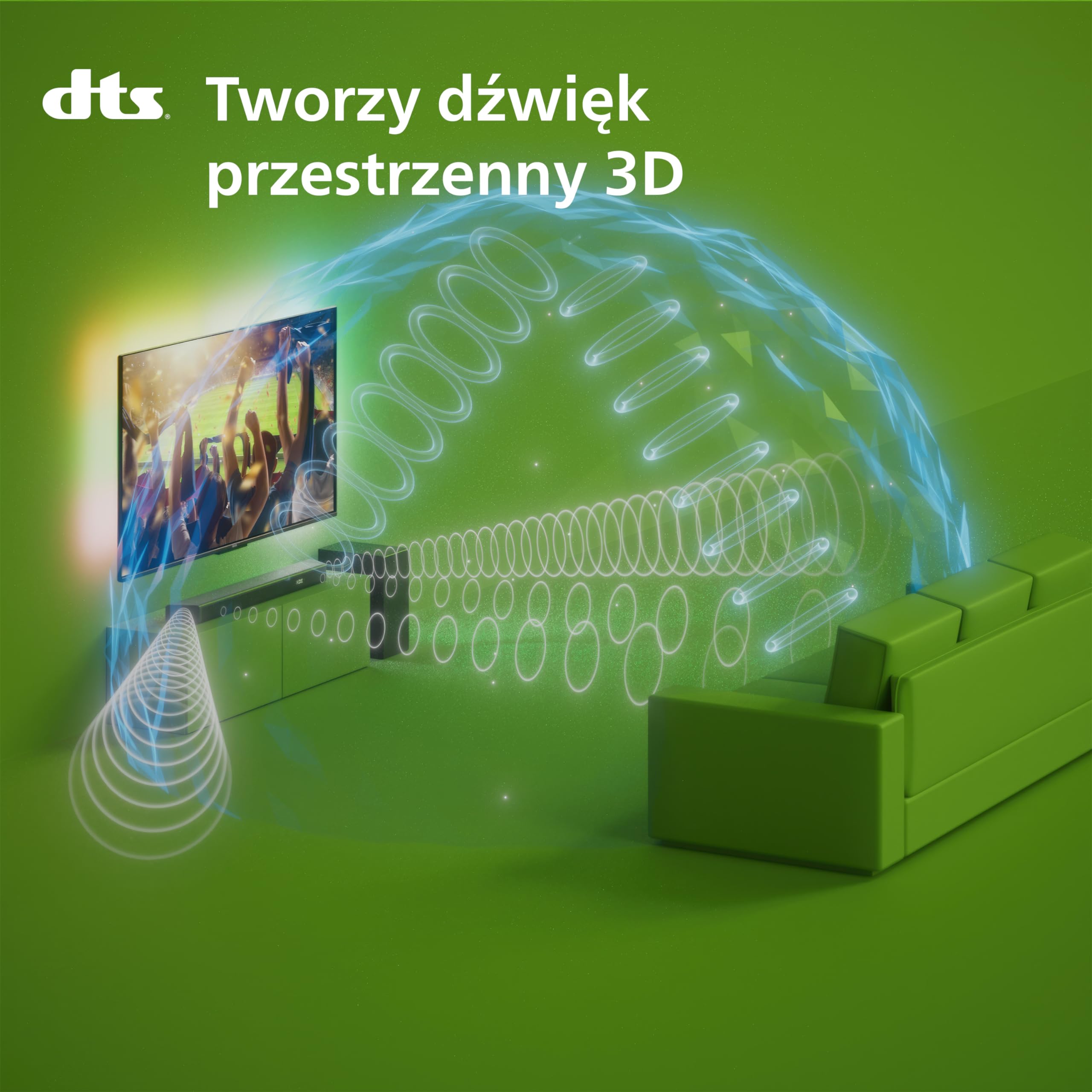 Philips TAB7908/10 Soundbar 5.1.2 z Bezprzewodowym Subwooferem | 740W | Dolby Atmos | DTS Virtual:X | Dźwięk Przestrzenny | Gotowy na Roku TV | Philips Easylink | Pilot | Uchwyt Ścienny | Czarny