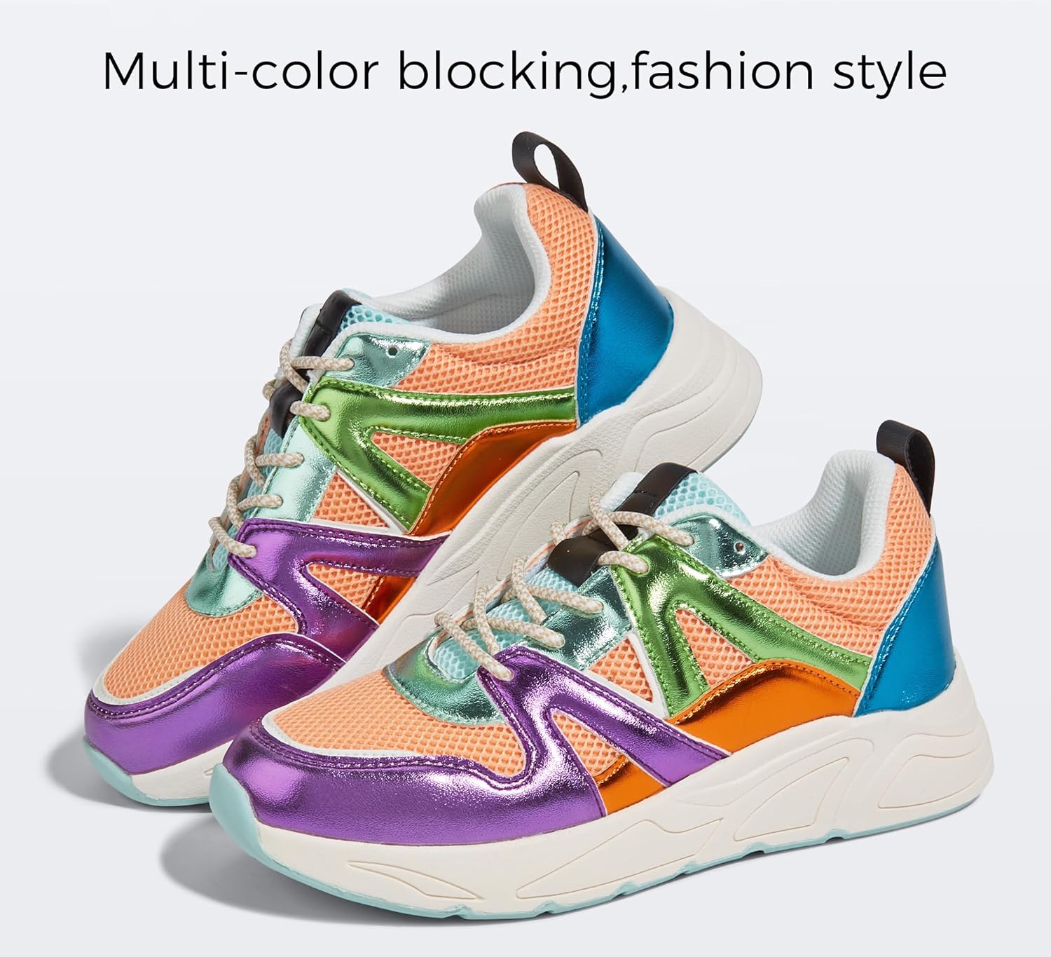 LUCKY STEP Women‘s Fashion Cusual Sneakers Platform Classic Leopard Walking Tennis Travel Shoes Chunky Colorful Lifestyle Sneakers - Image 3