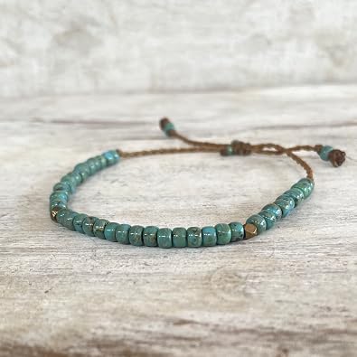 Beach Soul Turquoise Blue Beaded Surfer Bracelet for Men and Women 5-8