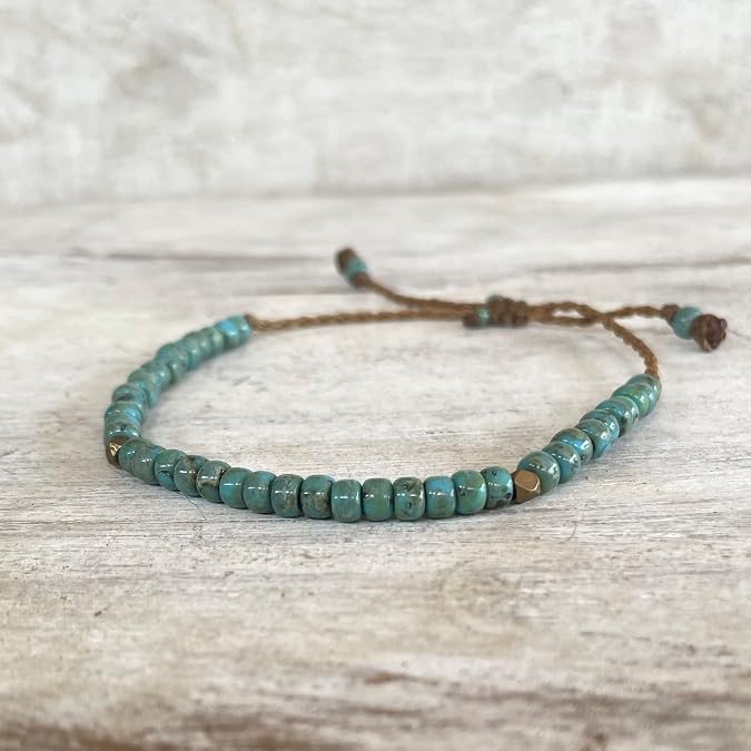 Beach Soul Turquoise Blue Beaded Surfer Bracelet for Men and Women 5-8