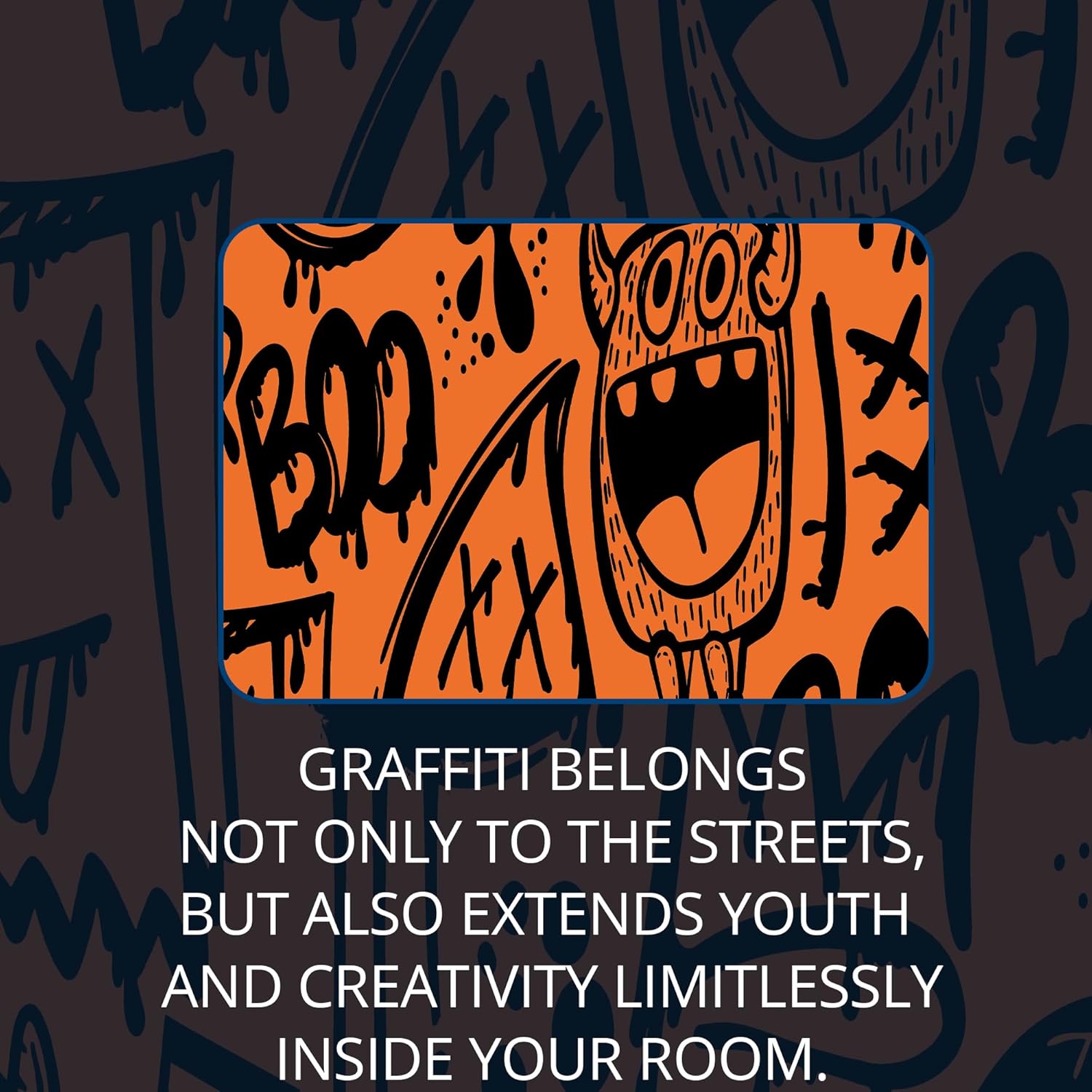 Teen Graffiti Blackout Curtains - 100% Blackout, Bold Street‑Art Print, Thermal Insulated, Noise Reduced, Perfect for Teen Boys Room, Game Room (Doodle Ghost Graffiti, W52xL84,2 Panels)
