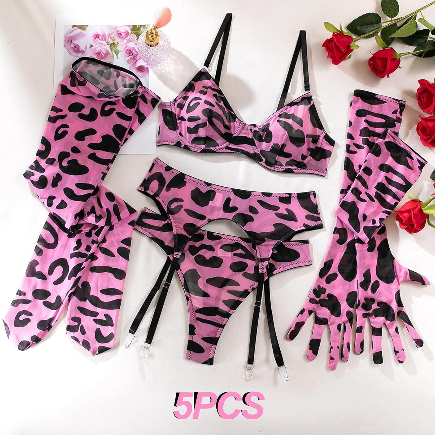 VUUEAN Women Sexy Lingerie Strap Lace Teddy Babydoll Sheer Bralette and Panty Set
