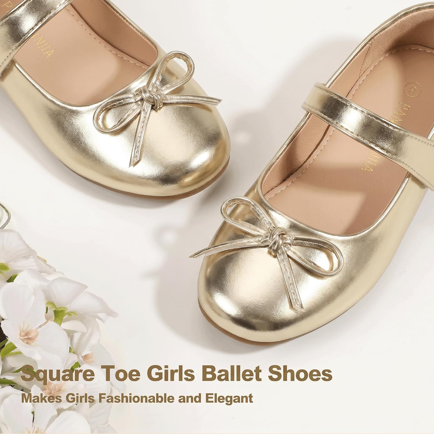 PANDANINJIA Girls Dress Shoes Toddler Mary Jane Ballet Flats