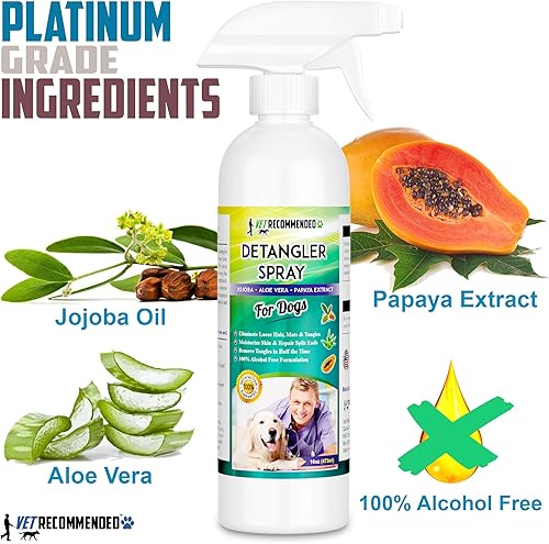 Miniatura 2 de Vet Recommended Dog Detangler Spray & Conditioner – Made from Fresh Natural Extracts of Papaya, Jojoba & Aloe Vera | Eliminate Loose Hair, Remove
