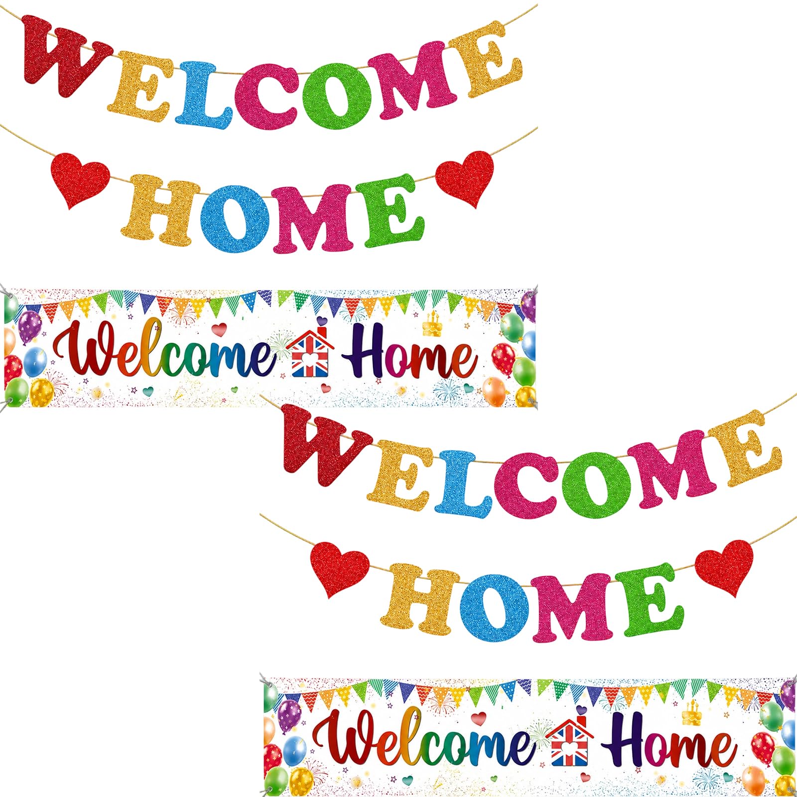 Welcome Home Banners, Welcome Back Banner Set for Home Decorations, Welcome Home Decorations with Durable Material, 2-Pack Welcome Banner Set for Various Celebrations