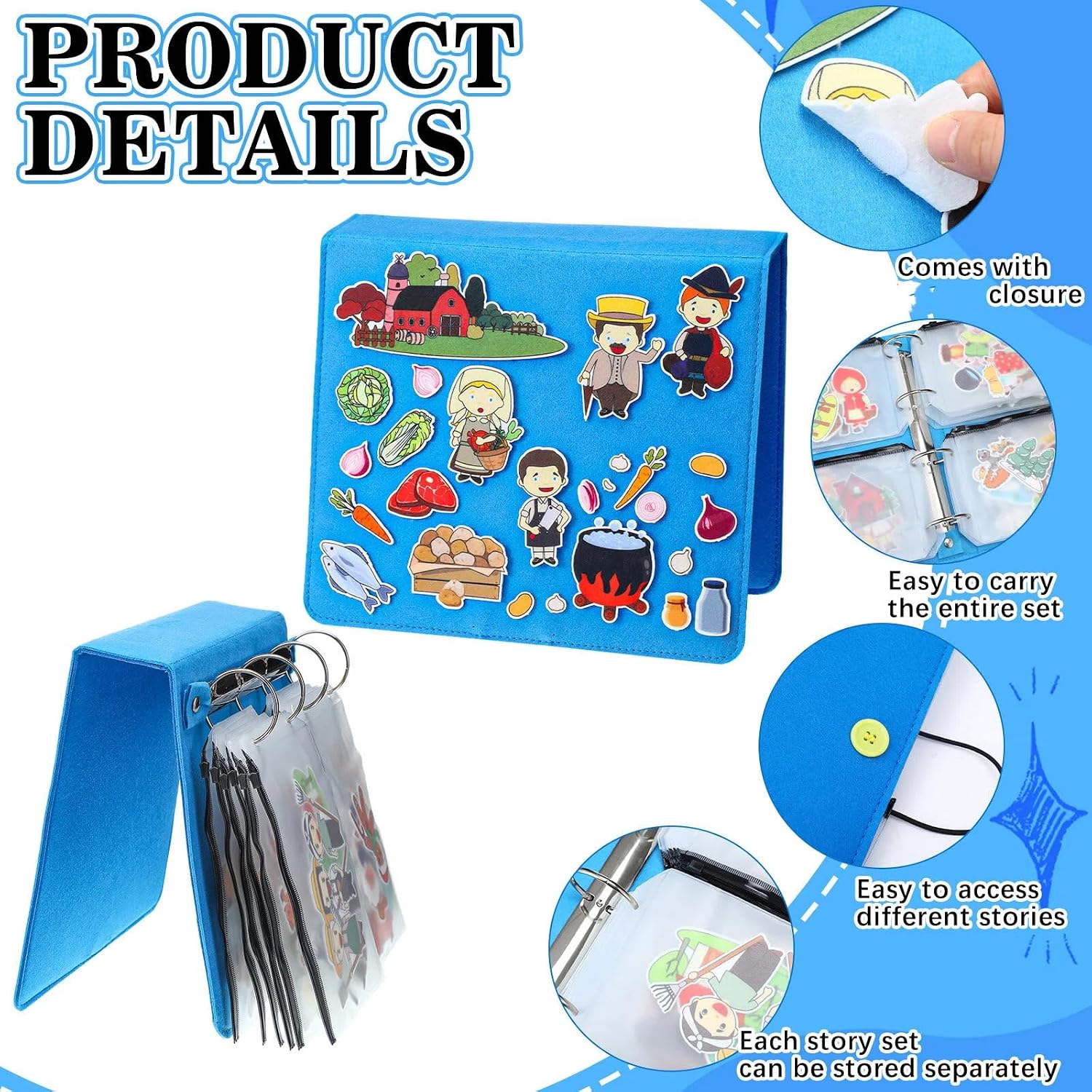 Windkream 13 Pack Felt Board Bible Stories Set, Flannel Board Stories with A Felt Pieces Storage Binder for Preschool Activities(Lovely Style)