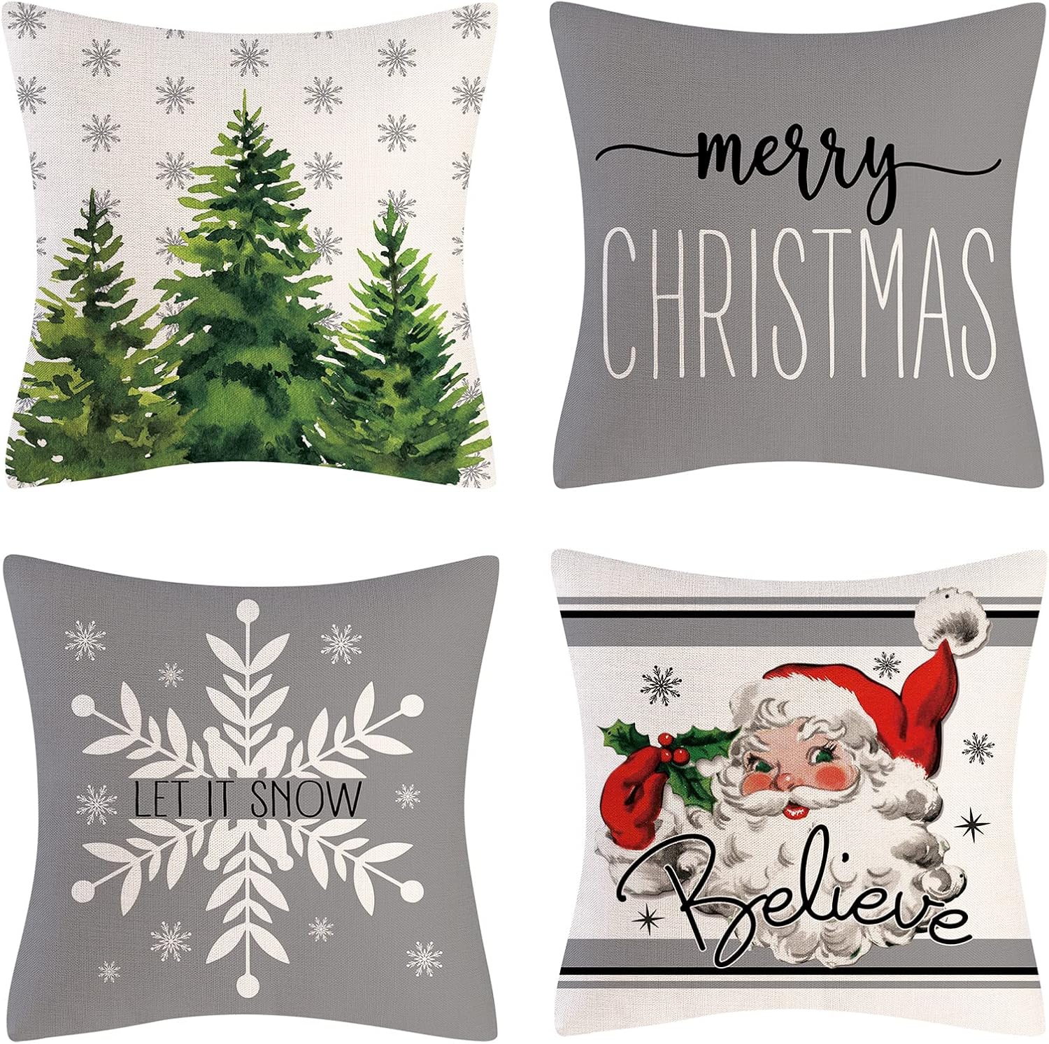 TECYOW Christmas Pillow Covers 20x20 Set of 4 Farmhouse