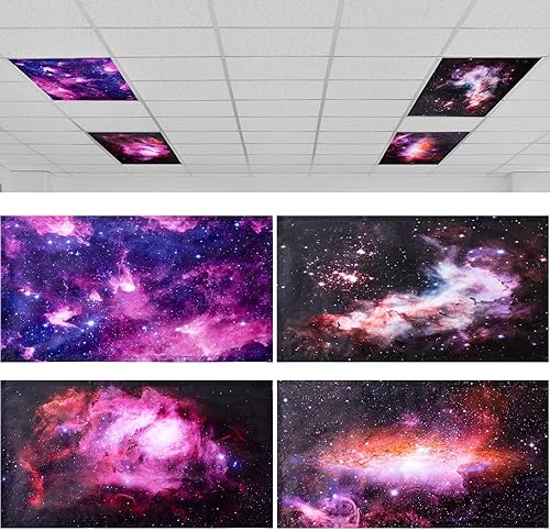 Vista 68 de ROCEEI Paquete de 4 cubiertas de luz fluorescente para luces de techo, 4 x 2 pies, cubiertas magnéticas de luz para aula, oficina, hogar, escuela