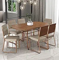 Conjunto Sala de Jantar Mesa e 6 Cadeiras Fênix Carraro (Rosê)