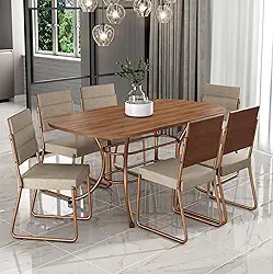 Conjunto Sala de Jantar Mesa e 6 Cadeiras Fênix Carraro (Rosê)