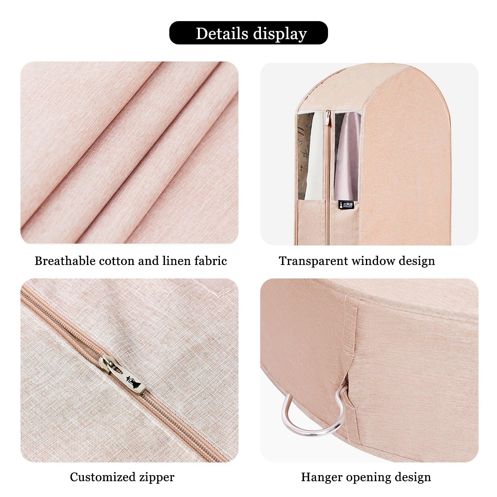 Custodie per Abiti con Finestra Trasparente, Sacchetti per Vestiti Rosa per Appendere i Vestiti, copriabiti con Cerniera, Fondo Chiuso (2 Confezioni)(22.8x6.2x51.1in)