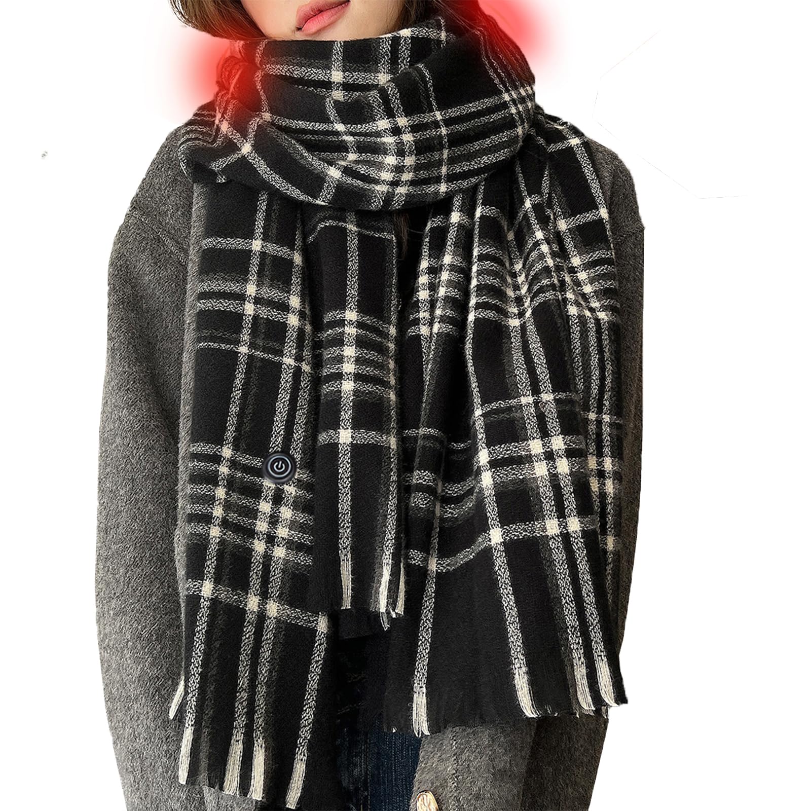 Bufanda térmica para mujeres y hombres con batería recargable portátil, bufanda eléctrica para el cuello para clima frío invierno, Negro clásico 6