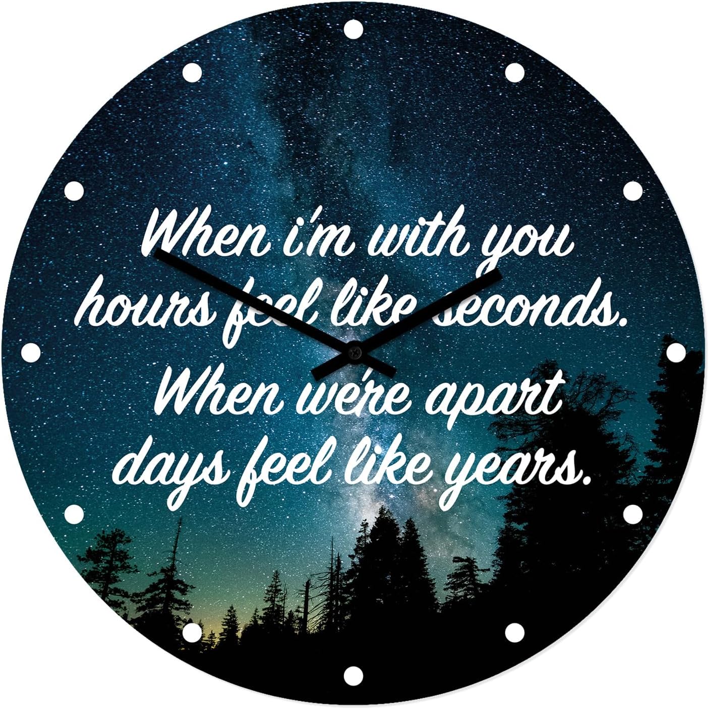 When I'm With You Night Sky Wall Clock, Silent Non-Ticking, Battery Operated Kitchen Decor Clock, Aluminum Composite Face, UV Protected Ink Print, Suitable for Offices, Bedrooms, and Bathrooms