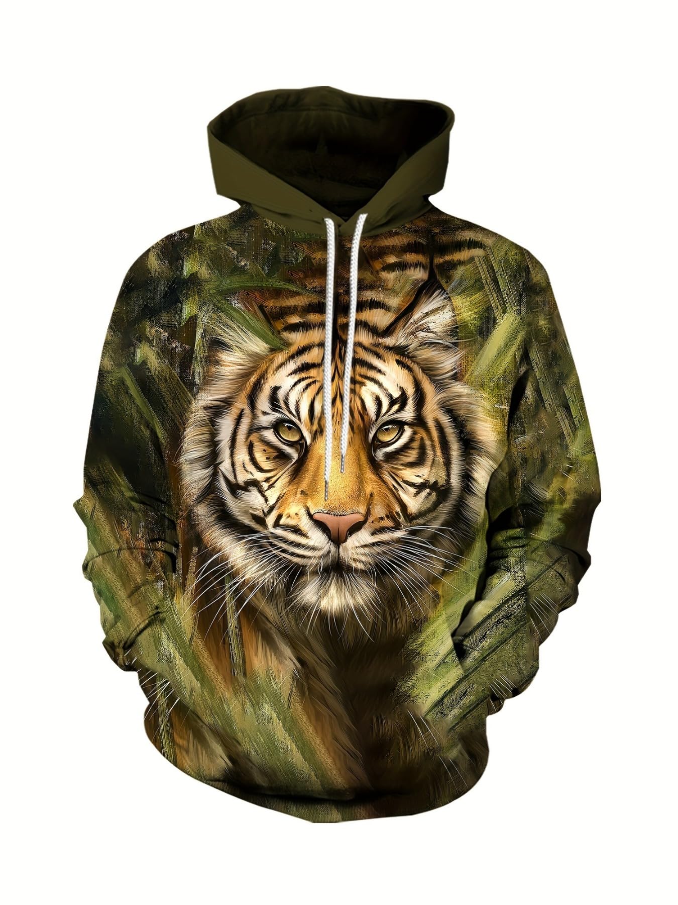 Set tuta da uomo con cappuccio e pantaloni della tuta con stampa tigre 3D, alla moda, felpa con cappuccio e pantaloni, set da 2 pezzi, tuta da jogging da uomo