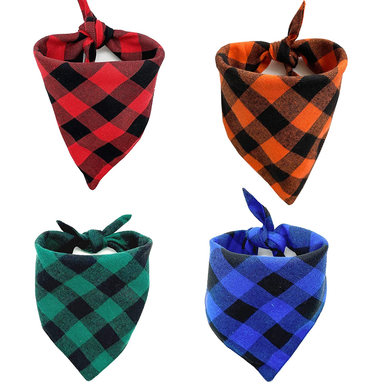 Lot De 2 Bandanas à Carreaux Pour Chien - Foulards Triangulaires Réglables Pour Animaux De Compagnie De Petite Et Grande Taille, Chiots Et Chats, Tartan Classique Rouge Et Vert Pour Noël, Vacances