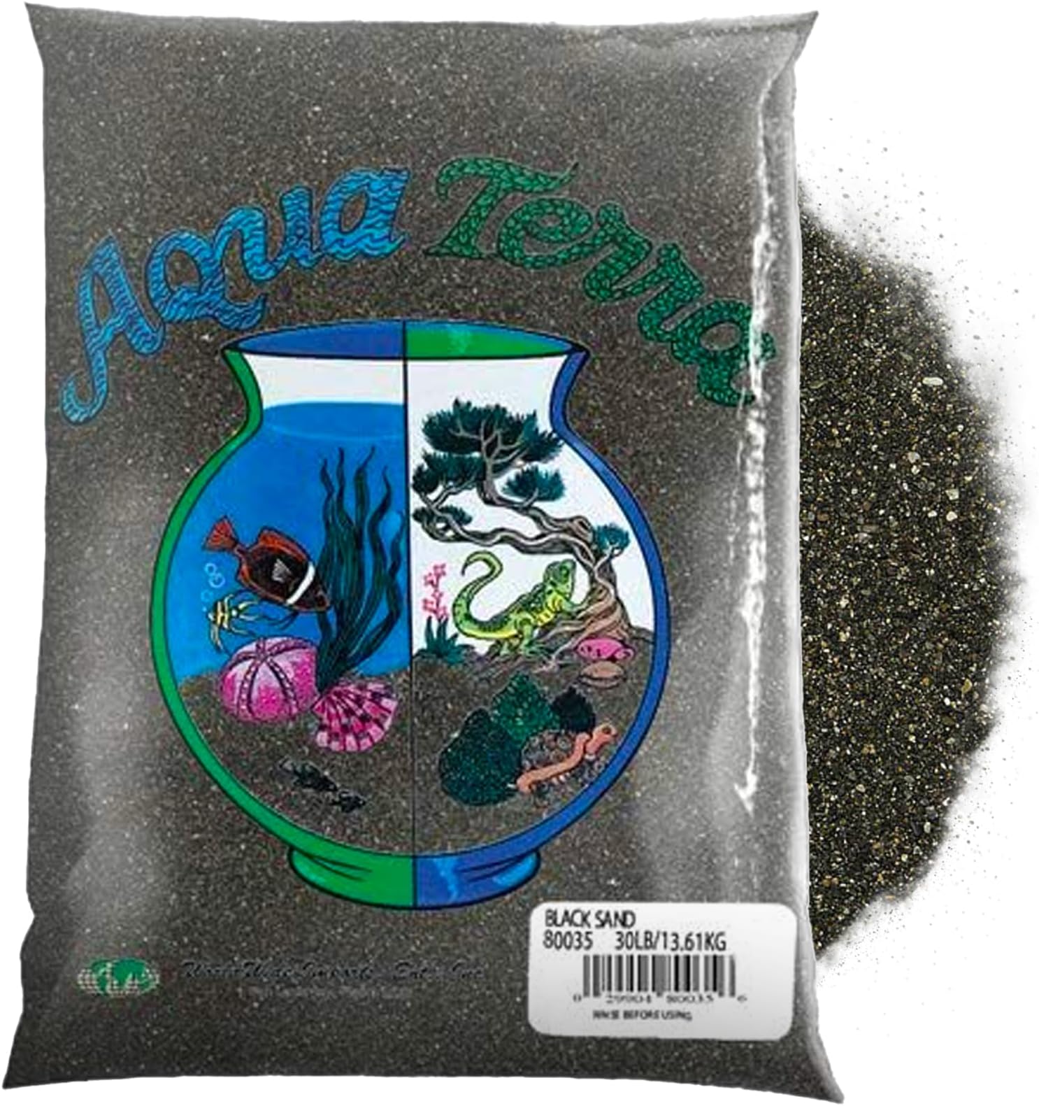 Nature s Ocean Aqua Terra Black Sand 5 lb Bag, Natural Aquarium Sand