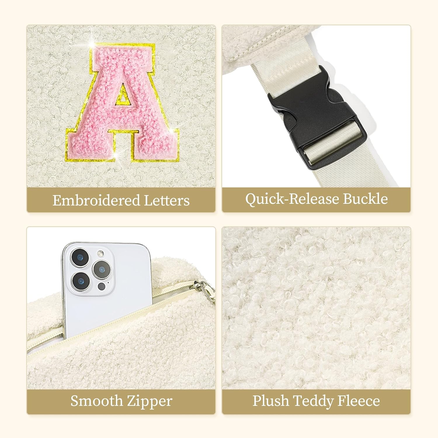 Birthday Gifts for 4 5 6 7 8 9 10 11 12 13 Year Old Girls Initial Fanny Pack Crossbody Bag Belt Bag Purse, Gifts for Teen Girls Kids White A - Image 6