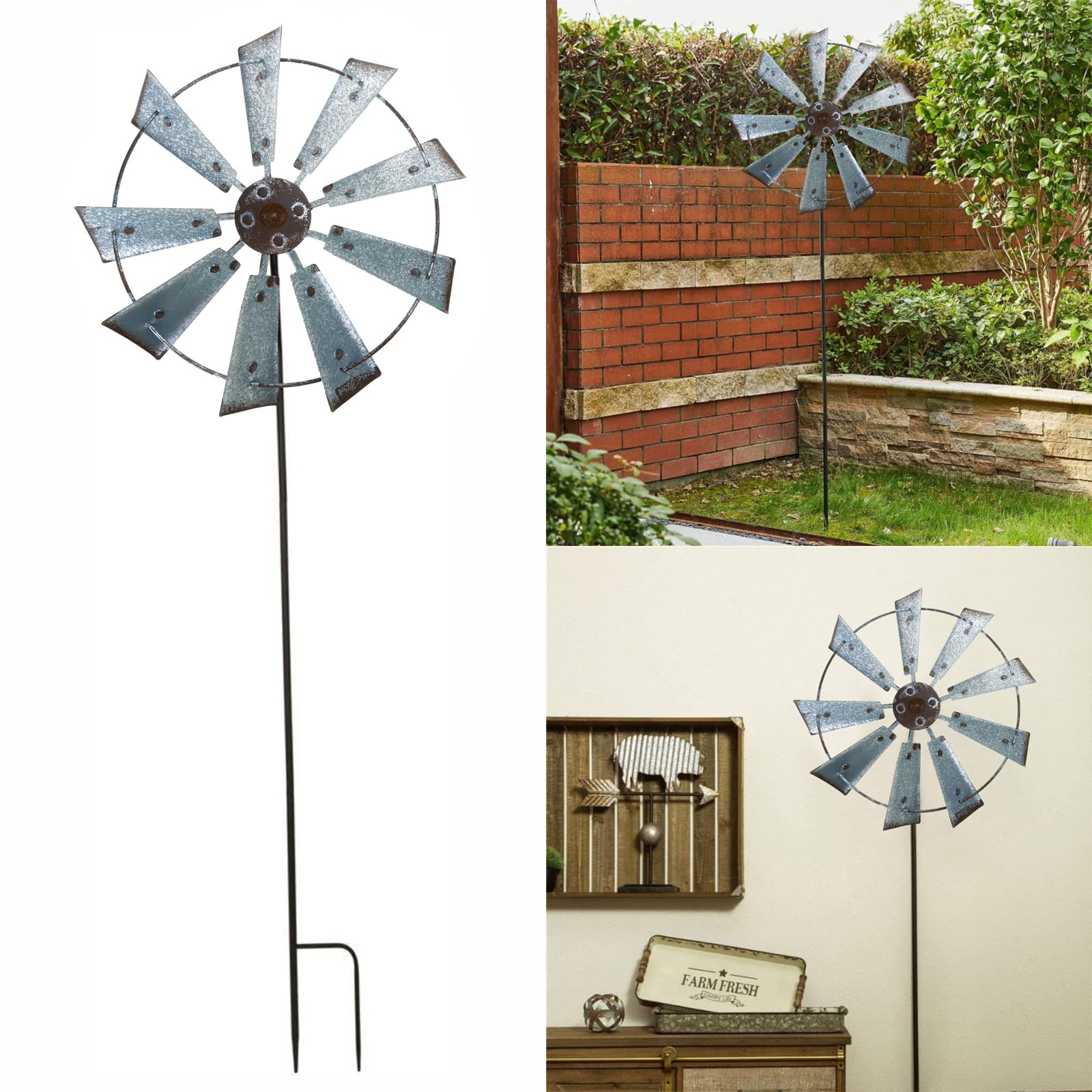 HUIFACAI Wrought Iron Metal Windmill Outdoor Spinners Outdoor Decor Wind Mills Outdoor Metal Garden Pinwheels Garden Stake Rotating Windmill Wedding Decorations