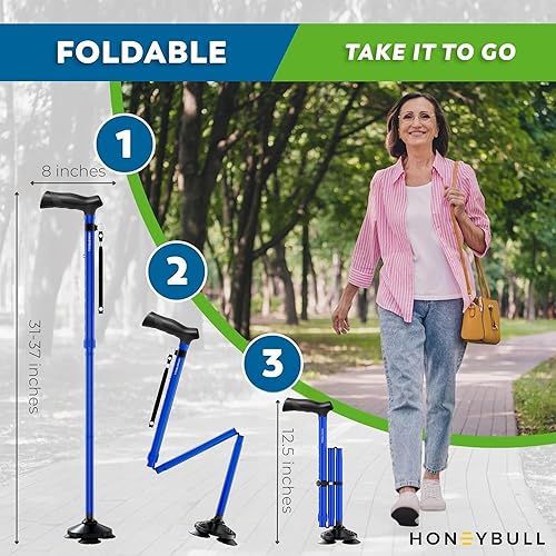 Miniatura 44 de Walking Cane for Men & Women Foldable, Adjustable, Heavy Duty, Free Standing, All Terrain, Collapsible Walking Sticks for Seniors & Adults Púrpura