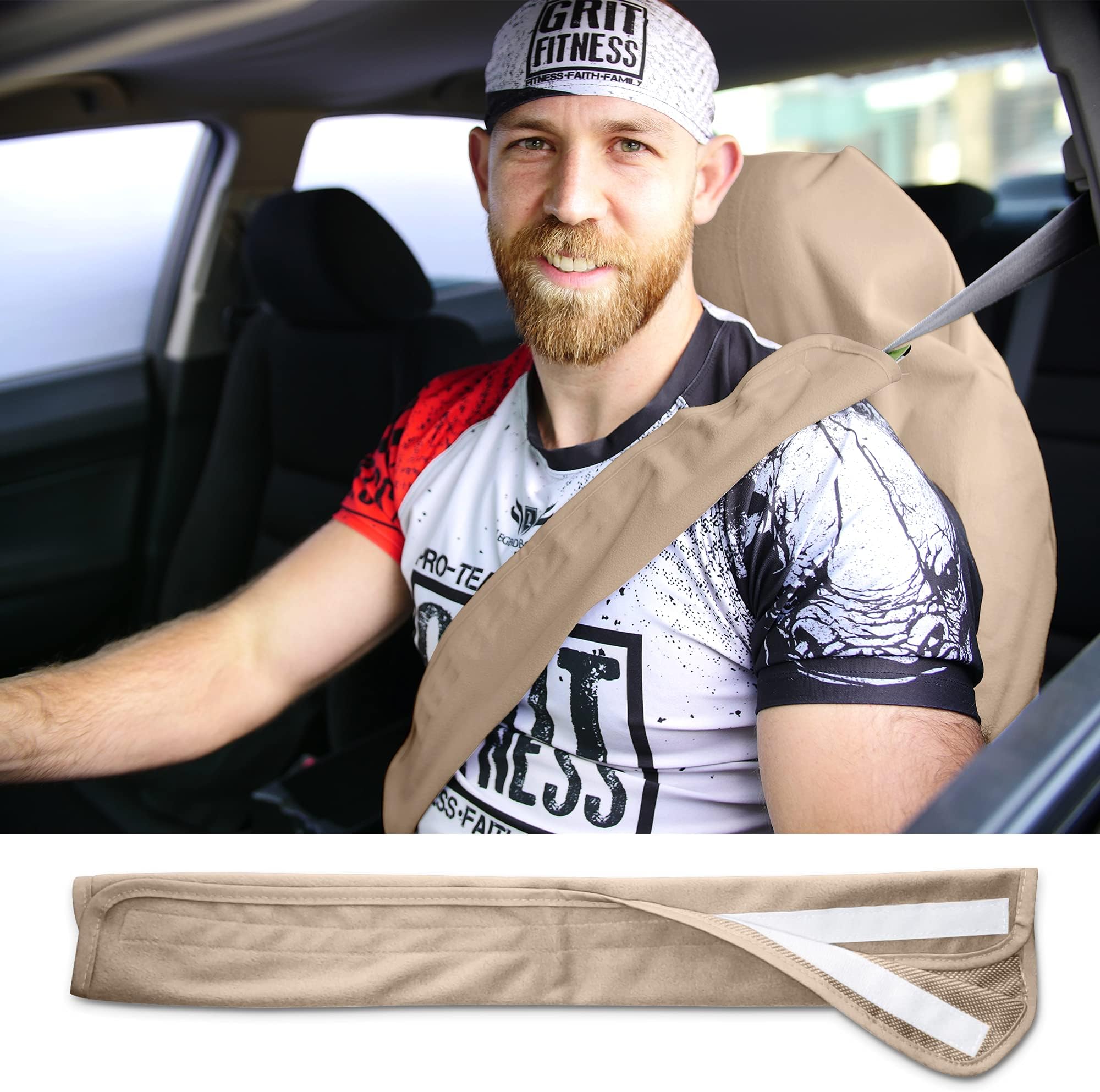 - Seatbelt Covers - Removable Car Seat Belt Cover for Women, Men, Kids - Tan 20 in Long Waterproof Seat Belt Cushion with Protection from Sweat and Odor for All Vehicles