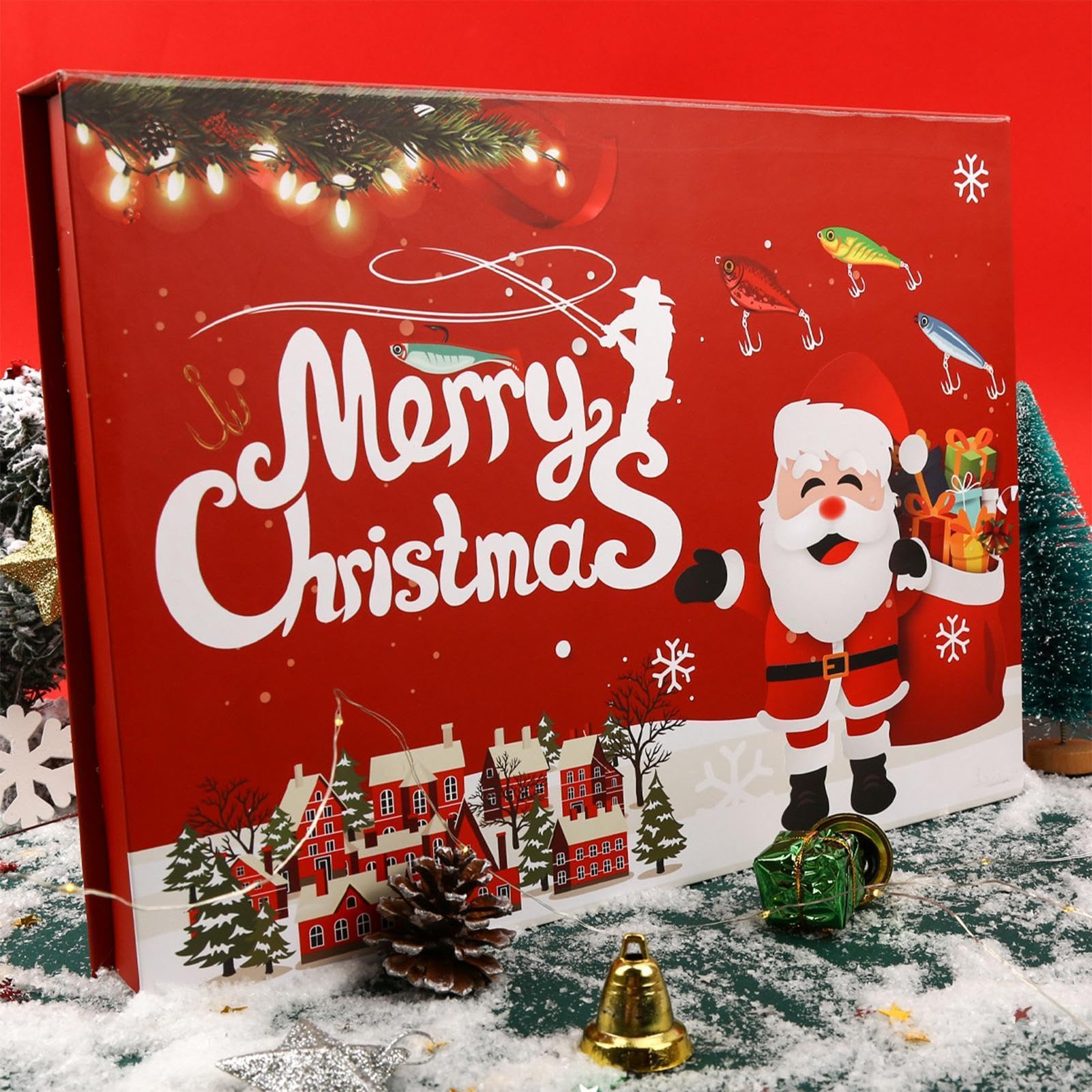 Adventskalender Angeln – Countdown Weihnachten 24 Tage Angelköder | Köder für Salzwasser und Süßwasser Männer Vater Großvater – Freunde leidenschaftlicher Angler